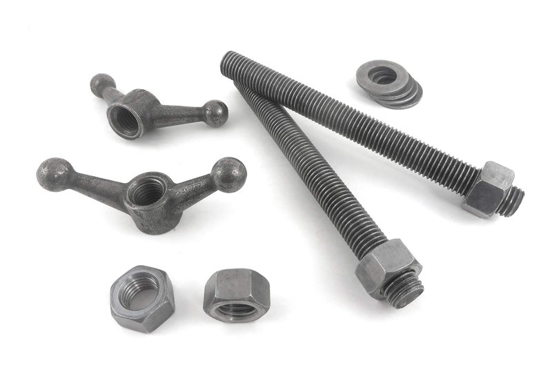 Taytools Moxon Vise Hardware Kit with 2 each 8 Inch x 3/4-10 Threaded Rods, 2 each 4-1/2 Inch Cast Knobs and 4 each 3/4 inch Nuts and Washers - Image 1